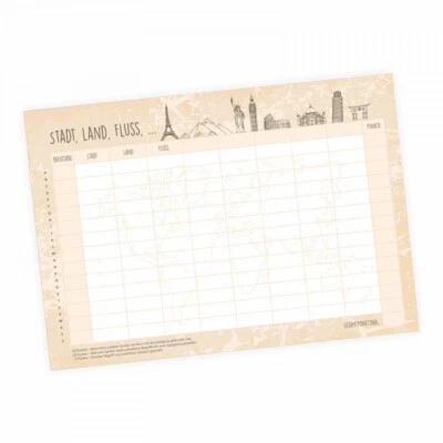 NIKIMA SCHÖNES FÜR KINDER A4 Spielblock Stadt Land Fluss Reisespiel Gesellschaftspiel ab 8 Jahren