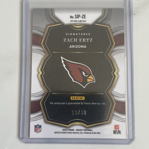 2022 Panini Select Zach Ertz Auto White Prizm Holo #SIP-ZE /30 Cardinals SP - Picture 4 of 6
