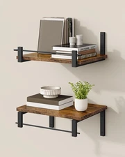 Deep Floating Shelves for Wall, 12 inch Wall Mounted Shelves Set of 2, Wide F...