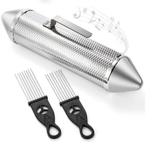 SOUJOY Guiro Instrument, Stainless Steel Guiro Shaker with 2 Scrapers, 15'' x 3'