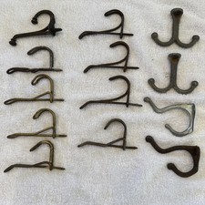 Lot of 13 Mixed Vintage Garage Hooks Various Sizes Coat Hat Wall Ceiling Hooks