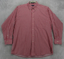 Chaps Dress Shirt Mens 16-16.5 32/33 Red Stripe Long Sleeve Wrinkle Free