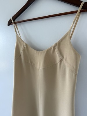 VINTAGE 90s Giorgio Armani Le Collezioni Sand Colored Italian Women s Slip Dress
