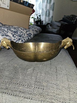 Brass Bowl with Decorative Handles Unicorn