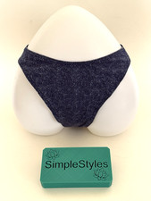 Victoria's Secret Dark Blue Denim Cotton Thong High Leg Panty Size Medium NWT