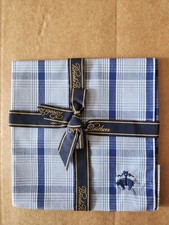 Brooks Brothers Blue, Navy  White Pocket Square Glen Check - New Old Stock