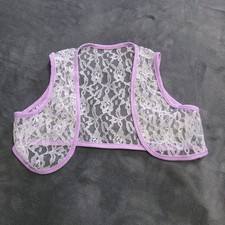 Vintage 80s Girls size 4T Vest Lace Floral Pink/Purple White