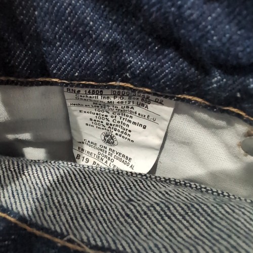 Vintage 2000's Carhartt Jeans 29x32 Blue Dark Denim Straight Leg Workwear B19PRW - Picture 14 of 18