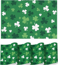 Green Shamrock Vinyl St. Patrick'S Day Placemats Set of 4, 12X18 Inch Wipeable N