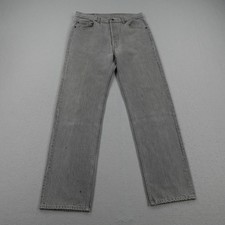 Vintage Levis Jeans Mens 36x32 Gray Denim 501 Button Fly Straight Leg Faded 80s