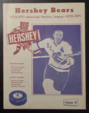 1971 HERSHEY BEARS AHL HOCKEY PROGRAM v. SPRINGFIELD KINGS BILL SMITH ISLANDERS