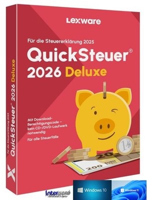 Lexware QuickSteuer Deluxe 2026 (Steuerjahr 2025) für 5 Steuererklärungen NEU