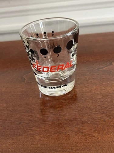 Federal Ammunition Shot Glass Ammo Buckshot Shot Pellets Clear Glass Vintage
