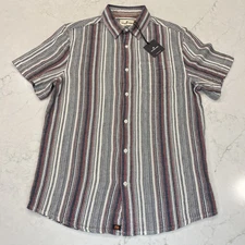 Normal Brand NEW Small Freshwater Button Up Short Sleeve Shirt Americana Stripe