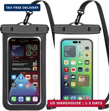 2 Pack Black White Universal Waterproof Phone Pouch, Large Phone Waterproof Case