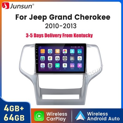 Car Stereo Radio GPS Navi Carplay Android15 4+64GB For Jeep Grand Cherokee 10-13