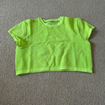 Skims Lime Perforated Seamless Cropped T-Shirt, Size 3X New