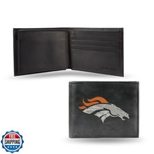 Rico Industries NFL Embroidered Leather Billfold Wallet, Denver B