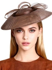 Brown Formal Church Kentucky Fascinator Hat for Women,Tea Party Hats with Mesh