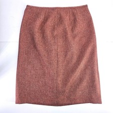 Vintage 90s Salmon Grey Heathered Pencil Skirt 12P Business Professional Midi
