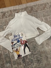 Body Wrappers White Turtleneck zip Crop dance cheerleading top sz 8-10 child