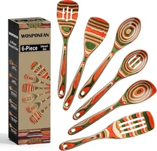 Wooden Spoons for Cooking, WOSPONFAN Kitchen Utensils Set, Pakkawood Kitchen 