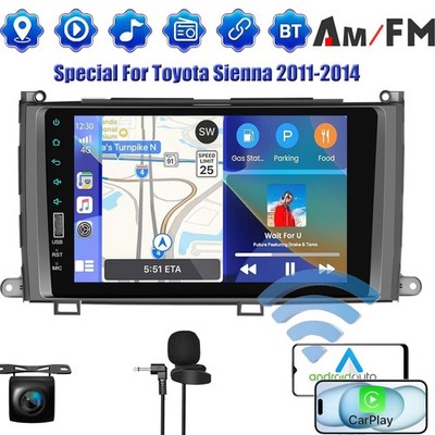 Carplay For Toyota Sienna 2011-2014 FM Stereo GPS Navi + Backup Camera Car Radio