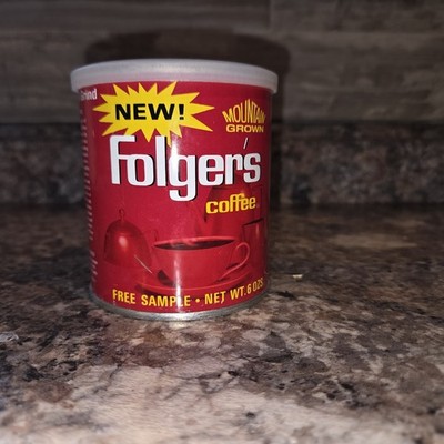 Folgers Mountain Grown Coffee vintage 6 oz. sample can with lid