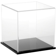 Plymor Clear Acrylic Display Case with Black Base, 8" x 8" x 8"