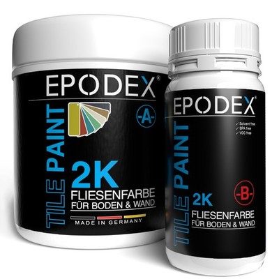 EPODEX 2K Fliesenfarbe für Badezimmer, Küche, Fliesenlack Wand- und Bodenfliesen
