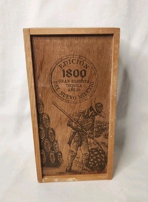 EDICION 1800 DEL NUEVO MILENIO Empty Wooden Tequila Box BOX ONLY