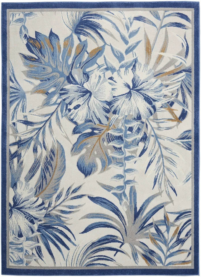 Casa Pompeya Tropical Marfil Azul 5'3" x 7'3" Área -Alfombra, Fácil -Limpieza, No S... Foto 2 de 4