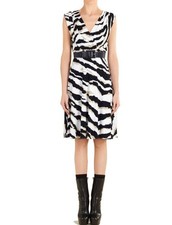 GUCCI Dress One Piece Zebra Black Beige White Rayon Size S 147361K Authentic