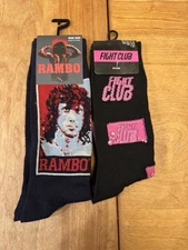 Movie Crew Socks Lot of 2 Rambo Fight Club Official Merchandise New