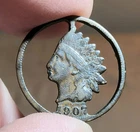 ANTIQUE ORIGINAL CUT-OUT 1907 DATED INDIAN HEAD PENNY ( 1 CENT U.S. COPPER COIN)