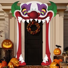 Halloween Creepy Clown Theme Door Banner - Horror Clown Scary Stand Up Backgroun
