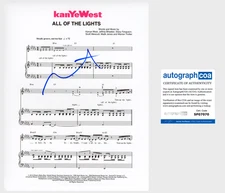 Kanye West Signed Autograph All of the Lights Sheet Music 8.5x11 Ye Rapper ACOA
