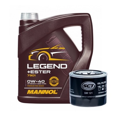 Servicekit SCT SM 121 Ölfilter, MANNOL Legend+Ester 0W-40 Motoröl, 4 Liter