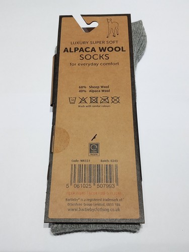 Bartleby Damen Alpaka Wolle weiche Socken Größe 4-8 beige - Bild 2 von 3