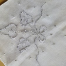 Handkerchief White Hankie Embroidered Design Square 11x11