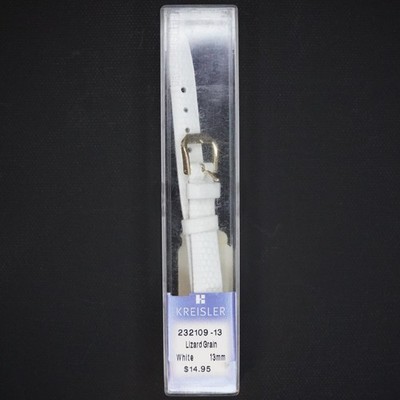Kreisler White Lizard Grain Watch Band 13mm Genuine Strap Gold Tone Buckle New