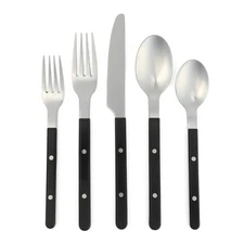 20 PCS Flatware Silverware Set Stainless Steel Utensils Black Kitchen Fork