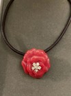 Nolan Miller Rose Rhinestone Flower w/Genuine Leather and Closure - Euc