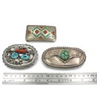 Southwest Signed Sterling Turquoise Red Coral Belt Buckle Lot of 3 #S5635-1 — photo 9