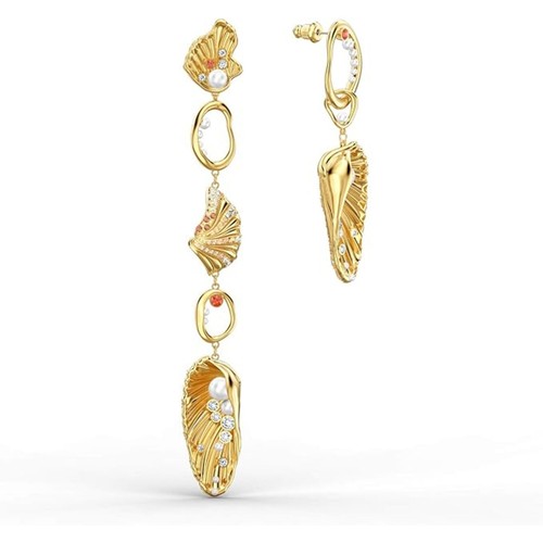 Swarovski Women's Earrings Shell Angel Yellow Gold Multicolored Crystal 5520664 - Picture 2 of 3