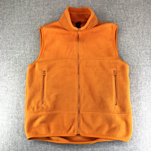 Vintage Lands End Vest Men's Medium Orange Fleece Full Zip Polartec