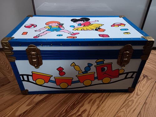 Baule cassapanca In Legno Serigrafato Bambino Treno bauli Riolfo giochi bambini