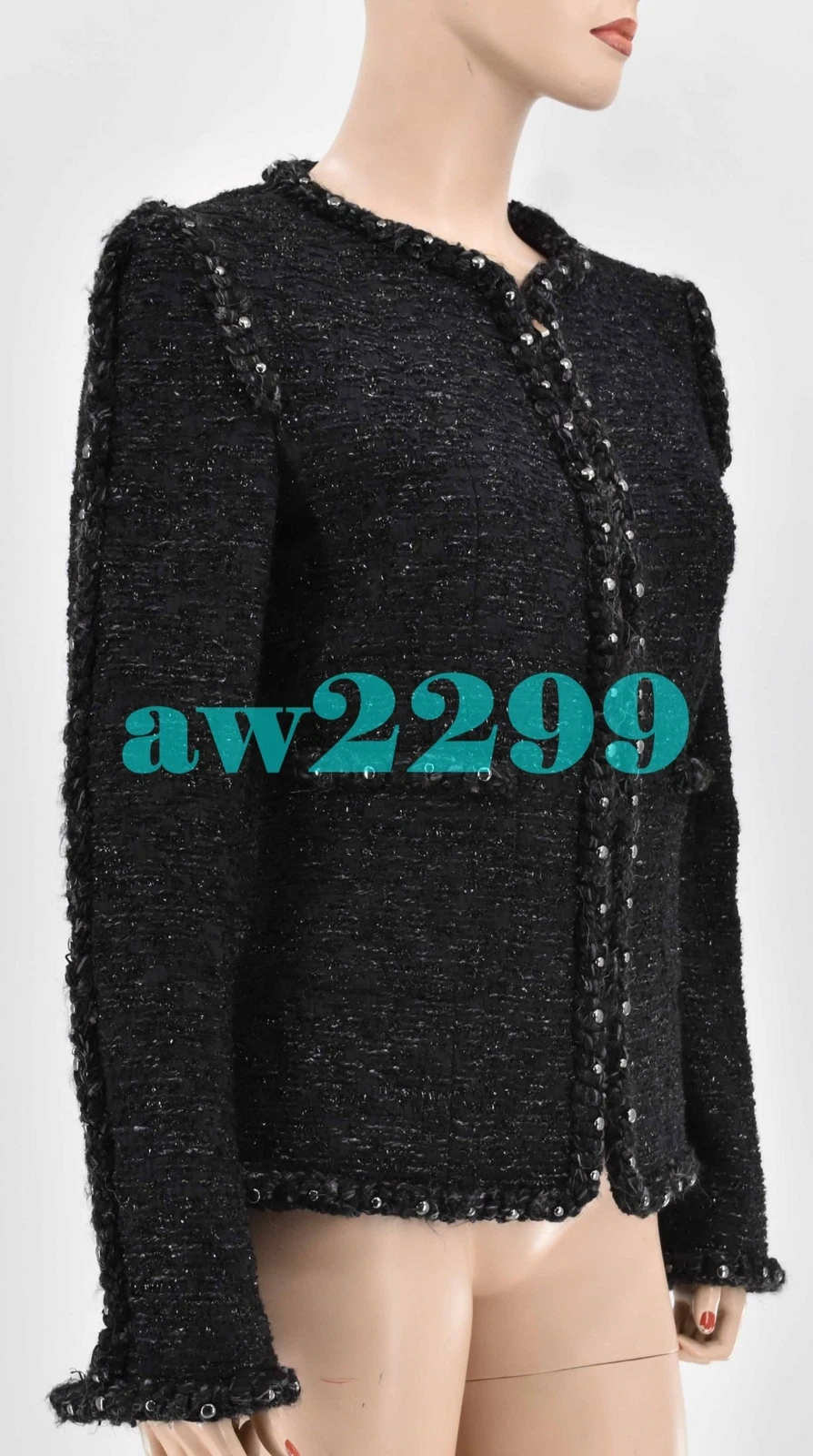 GIACCA CHANEL 14A 2014 PARIS DALLAS BORCHIE INTRECCIATA RARA IN TWEED 40 38 NUOVA