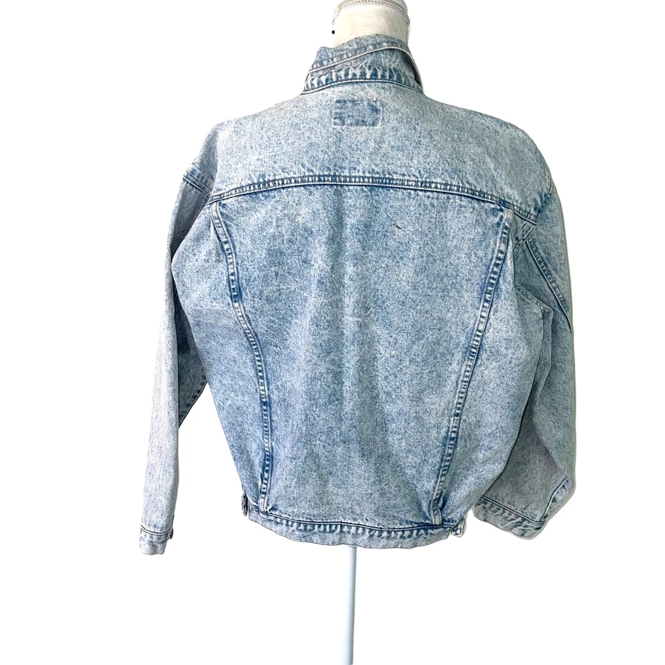 Nordstrom Jean Jacket Womens Vintage Size Large Blue Acid Wash Denim Button - Image 2 of 4
