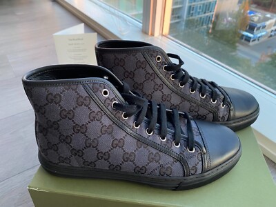 Authentic Piombo/Nero GG Canvas High-Top Gucci Shoes (Size 7) | eBay